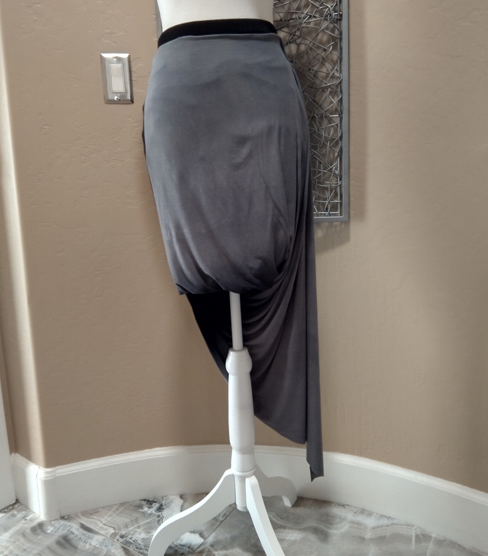 Dirty Ballerina Asymmetric Ombre Black & Gray Converible Drape Skirt